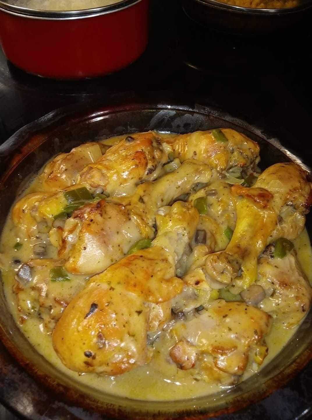Baked Chicken Legs with Cream of Mushroom Sauce