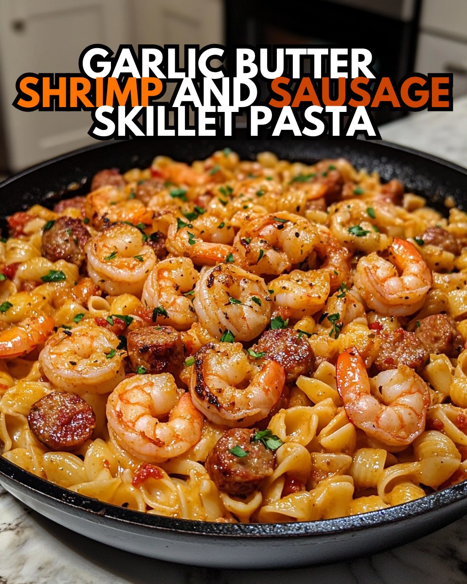 Garlic Butter Shrimp and Sausage Skillet Pasta