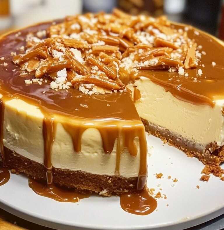 WHITE CHOCOLATE SALTED CARAMEL CHEESECAKE