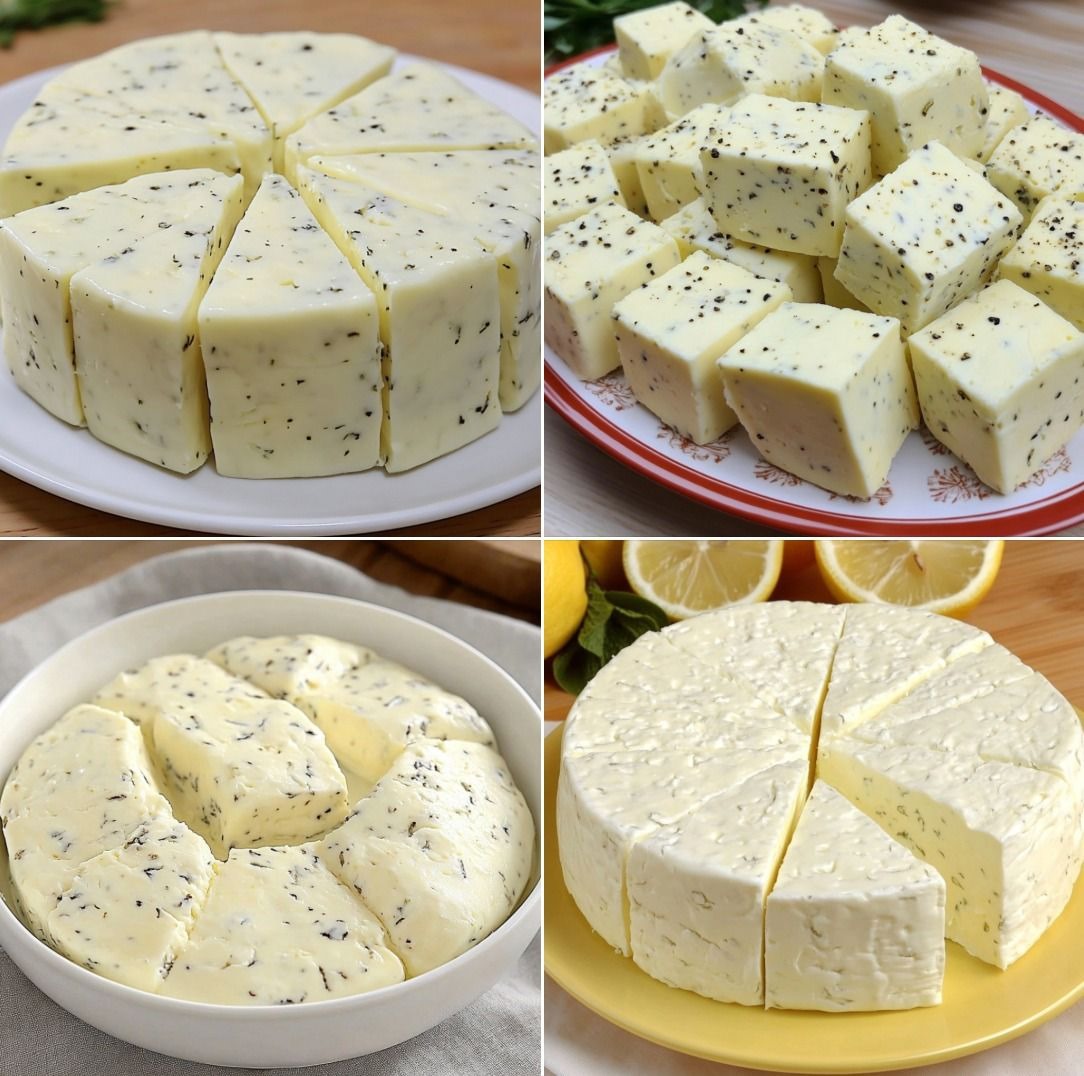 Homemade cheese cubes with herbs and black pepper  Homemade cheese cubes with black pepper  Serves: 6  Preparation time: 25 minutes  Resting time: 4 hours  Ingredients:  1 liter of whole milk  2 tablespoons of white vinegar or lemon juice  1/2 teaspoon of salt  1 tablespoon of dried herbs (oregano, thyme, basil or a mixture of Provencal herbs)  1 teaspoon of crushed black pepper  A cheesecloth or a clean tea towel to filter  Preparation steps:  Continued on the next page