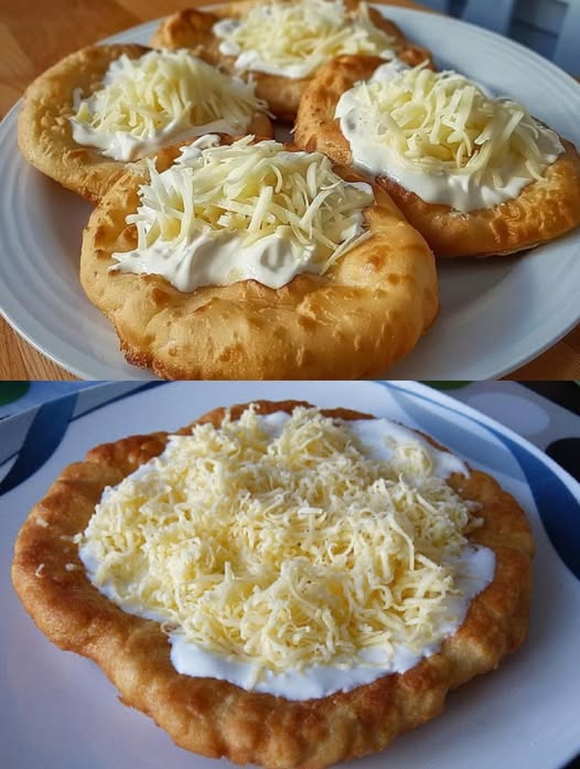 Hungarian Lángos is a real feast for the palate, winning hearts with its crispy exterior and tender, airy interior. Especially in combination with garlic, crème fraîche and cheese, this speciality becomes an unforgettable treat, perfect both as a snack and as an accompaniment to a cozy dinner.