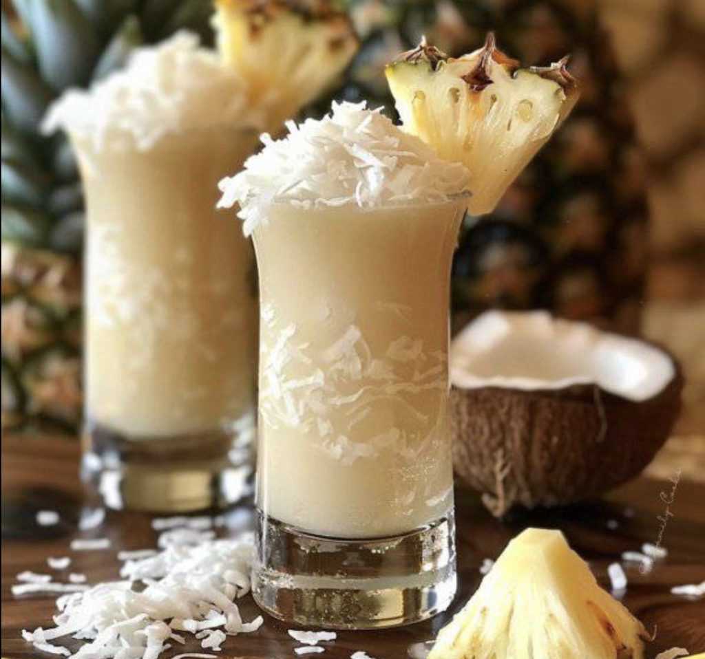 1. Mix the Shots: Fill a cocktail shaker with ice. Add the bourbon, vanilla liqueur, pineapple juice, coconut cream, and lime juice. Shake vigorously for 10-15 seconds until well chilled. 2. Serve: Strain the mixture into shot glasses. Garnish each shot with a pineapple chunk and a maraschino cherry on a cocktail pick. 3. Cheers!: Serve immediately and enjoy the smooth, tropical flavors with a bourbon kick! 🥃🌺 📌 Tips for Perfect Shots: Adjust the Sweetness: If you prefer a sweeter shot, add a splash of simple syrup. Chill the Glasses: For an extra-cool experience, pop your shot glasses in the freezer for a few minutes before serving. Batch Option: Hosting a larger party? Multiply the ingredients and mix in a large pitcher, then shake in batches. 🍽️ Serving Suggestions: Pair these shots with tropical snacks like coconut shrimp, mini sliders, or a fruit platter. They’re also great for a pre-dinner toast or as a dessert shooter.  📢 Let’s Chat! Do you have a favorite bourbon cocktail, or maybe a unique twist on classic shots? Share your thoughts and ideas in the comments below! 🥃🍹👇