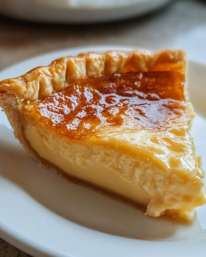 French custard pie, also known as ‘Flan Parisien,’ is a delightful dessert that brings a touch of elegance to any meal. Its roots are deeply embedded in French patisserie, where it’s cherished for its simple yet luxurious flavor. The dense, creamy texture with a golden-brown top makes it a showstopper for family gatherings or a cozy weekend treat. Making this pie is a wonderful way to introduce a taste of France to your loved ones, and it’s sure to become a family favorite. This French custard pie pairs beautifully with a fresh fruit salad or a dollop of whipped cream on the side. For a more indulgent experience, serve it with a scoop of vanilla ice cream. A cup of freshly brewed coffee or a light tea complements the rich flavors perfectly, making it an ideal dessert for brunch or after a hearty dinner.