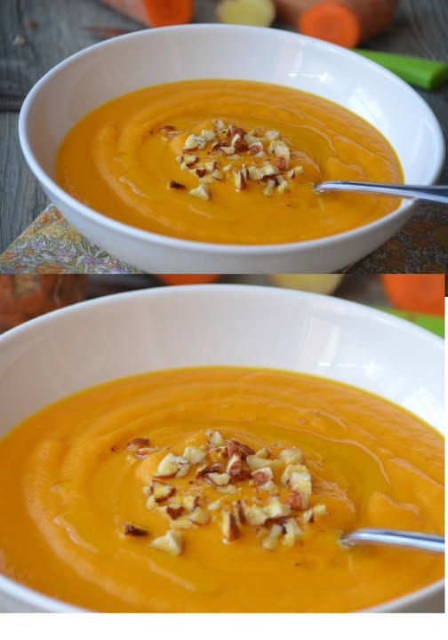 Carrot, Sweet Potato and Ginger Soup with Coconut Milk