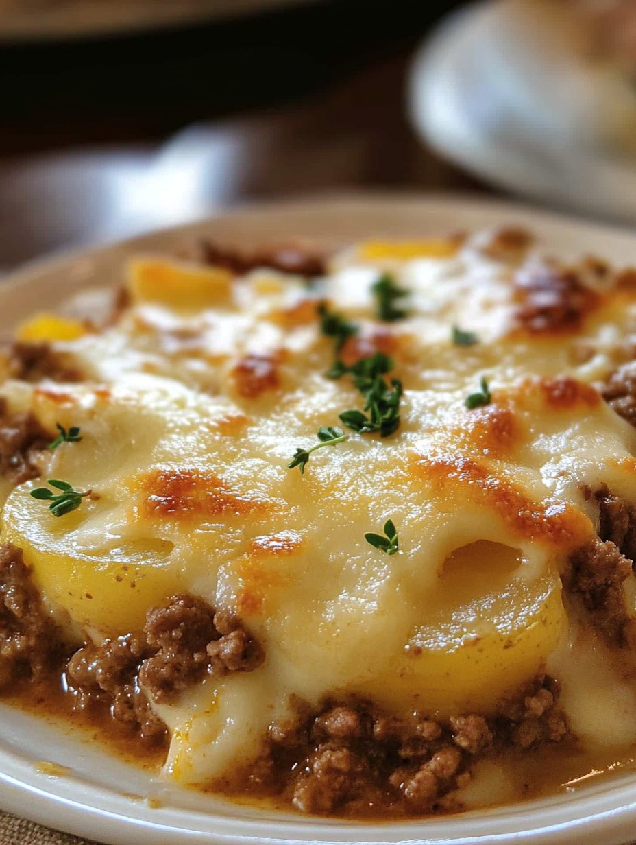Ground Beef and Gravy Over Mashed Potatoes:
