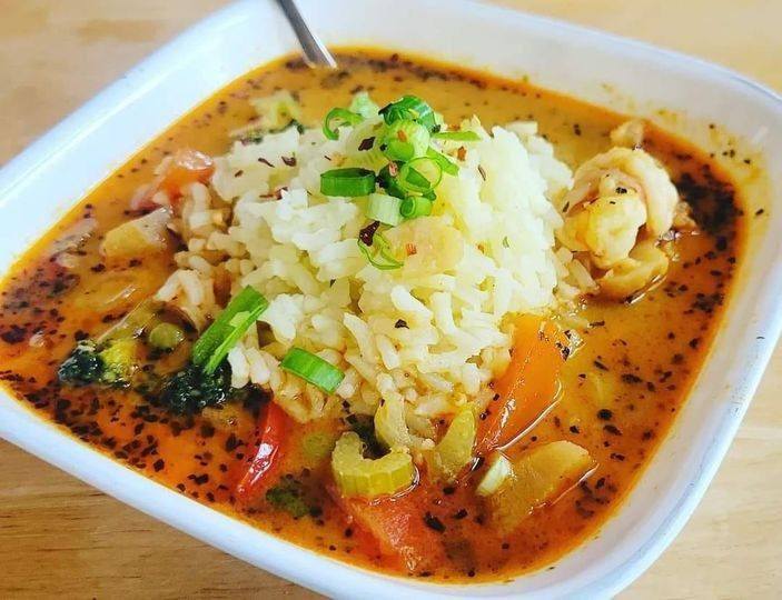 Thai Coconut Red Curry Soup with Shrimp