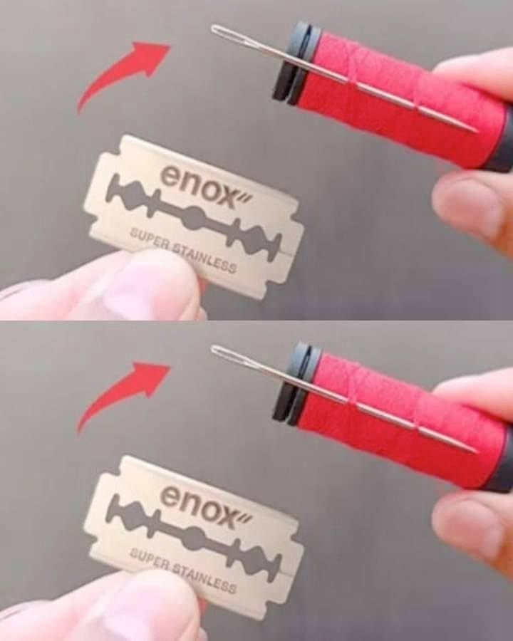 Seamstresses have been hiding this for years! Insert a razor blade into the needle and be amaze