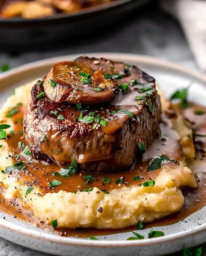 Classic Flambeed Steak Diane with a Rich Mushroom Sauce Recipe
