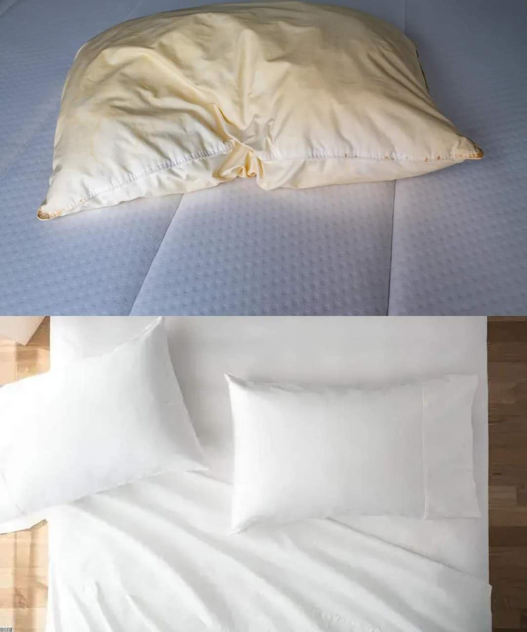 Clean your pillows so they stay white and smell good