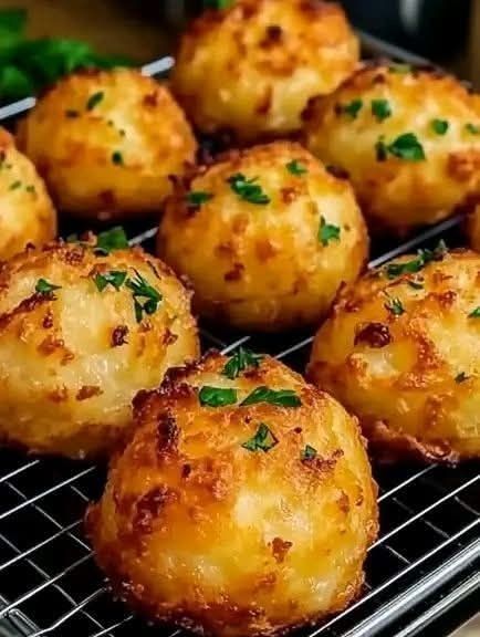 Crispy Potato & Cheese Bombs with Garlic Butter