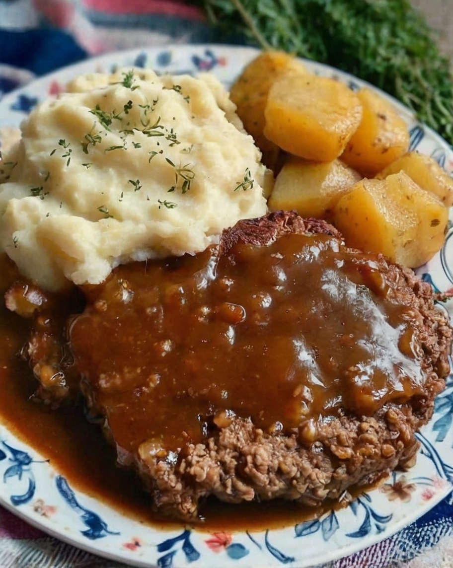 The Ultimate Meatloaf with Mashed Potatoes and Gravy Recipe